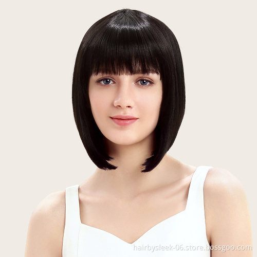 Wholesale wigs with no Lace straight Bob hair for woman machine made Synthetic short fiber wig girl hair cheap synthetic wigs